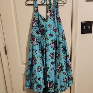 Hell Bunny Blue Floral Midi Dress